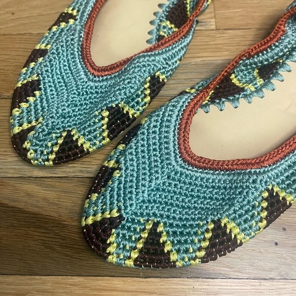 Kashura Ballerina Low Sage Crochet Flats Size 10 - Picture 4 of 9